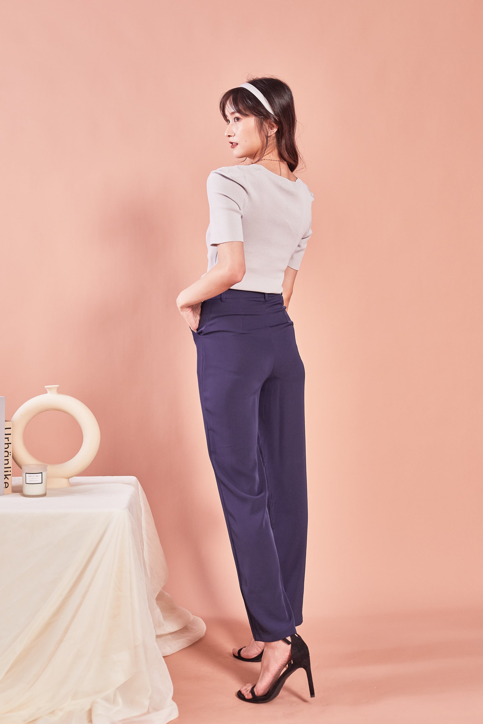 Heidi Straight Cut Suit Pants -Navy (7727473229975)