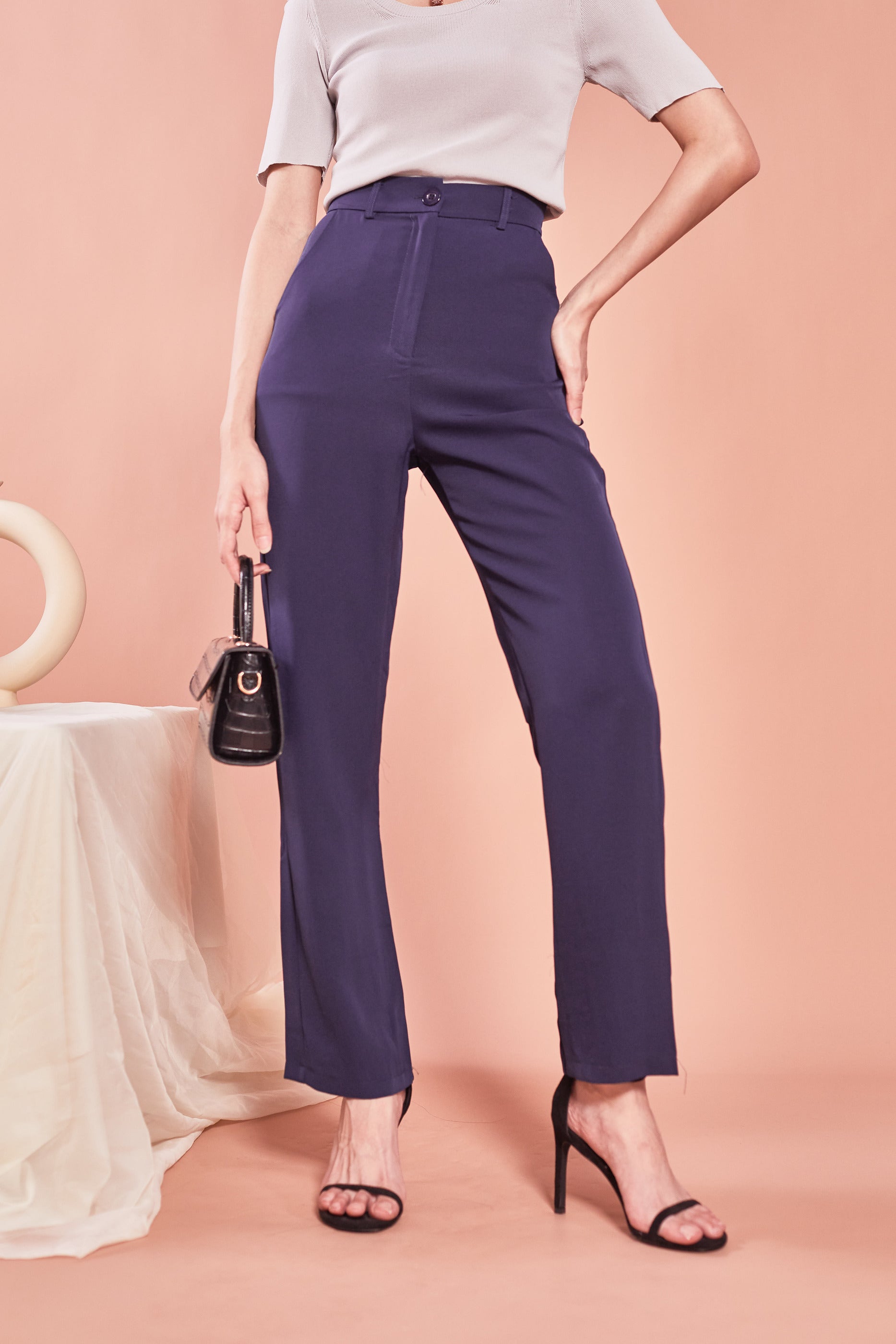 Heidi Straight Cut Suit Pants -Navy (7727473229975)