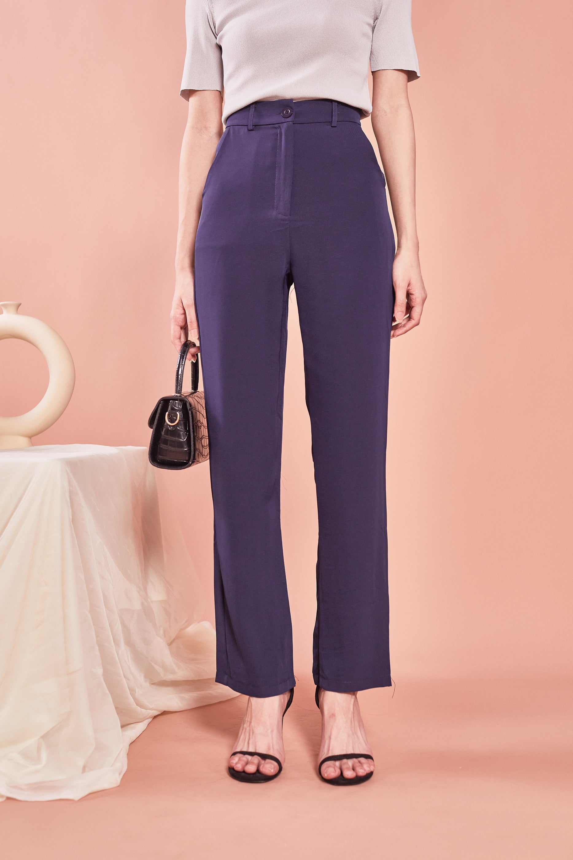 Heidi Straight Cut Suit Pants -Navy (7727473229975)