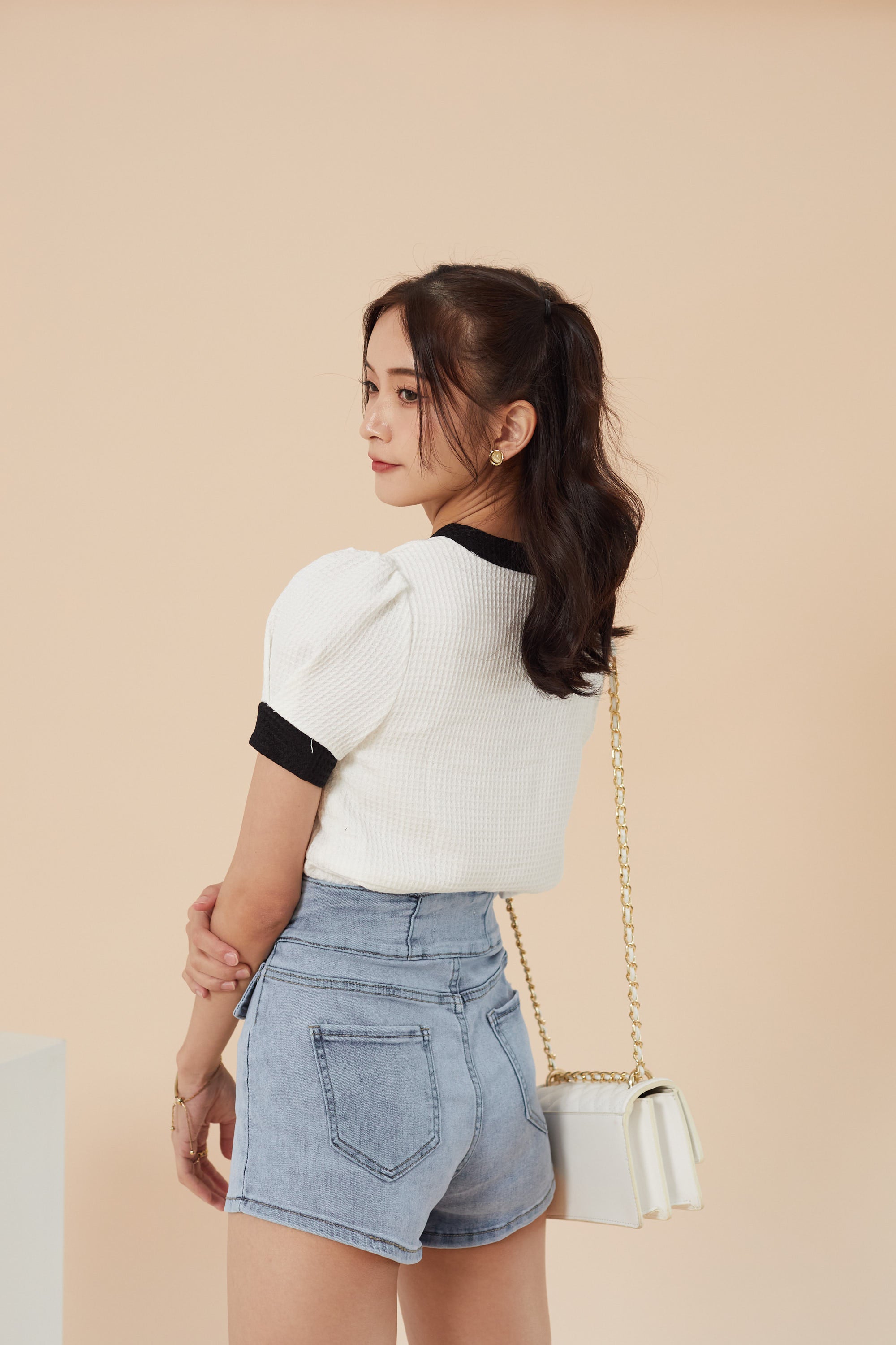 Vernice Waffle Top - White (7686564413591)