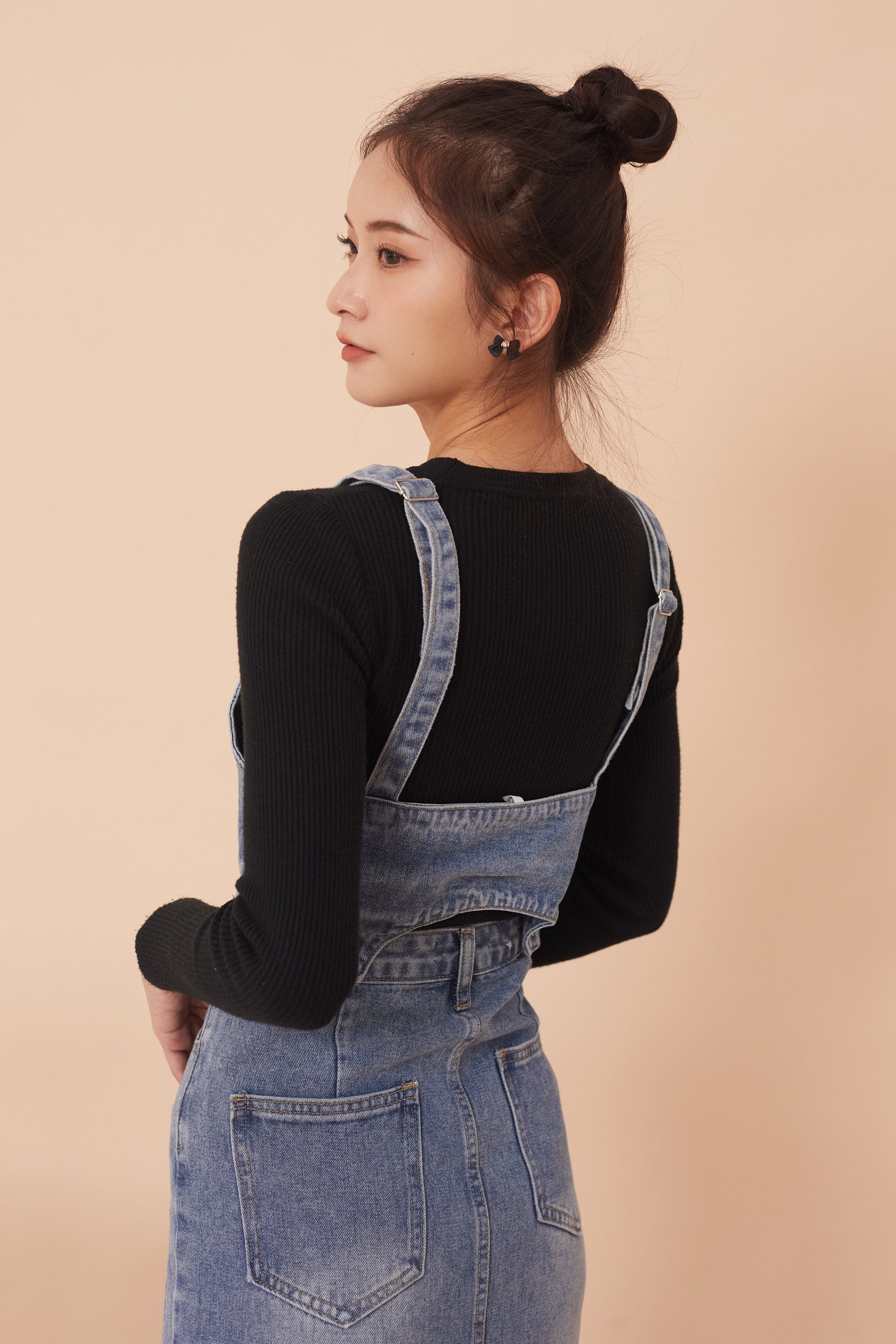 Sharon Denim Dungaree Midi-Skirt