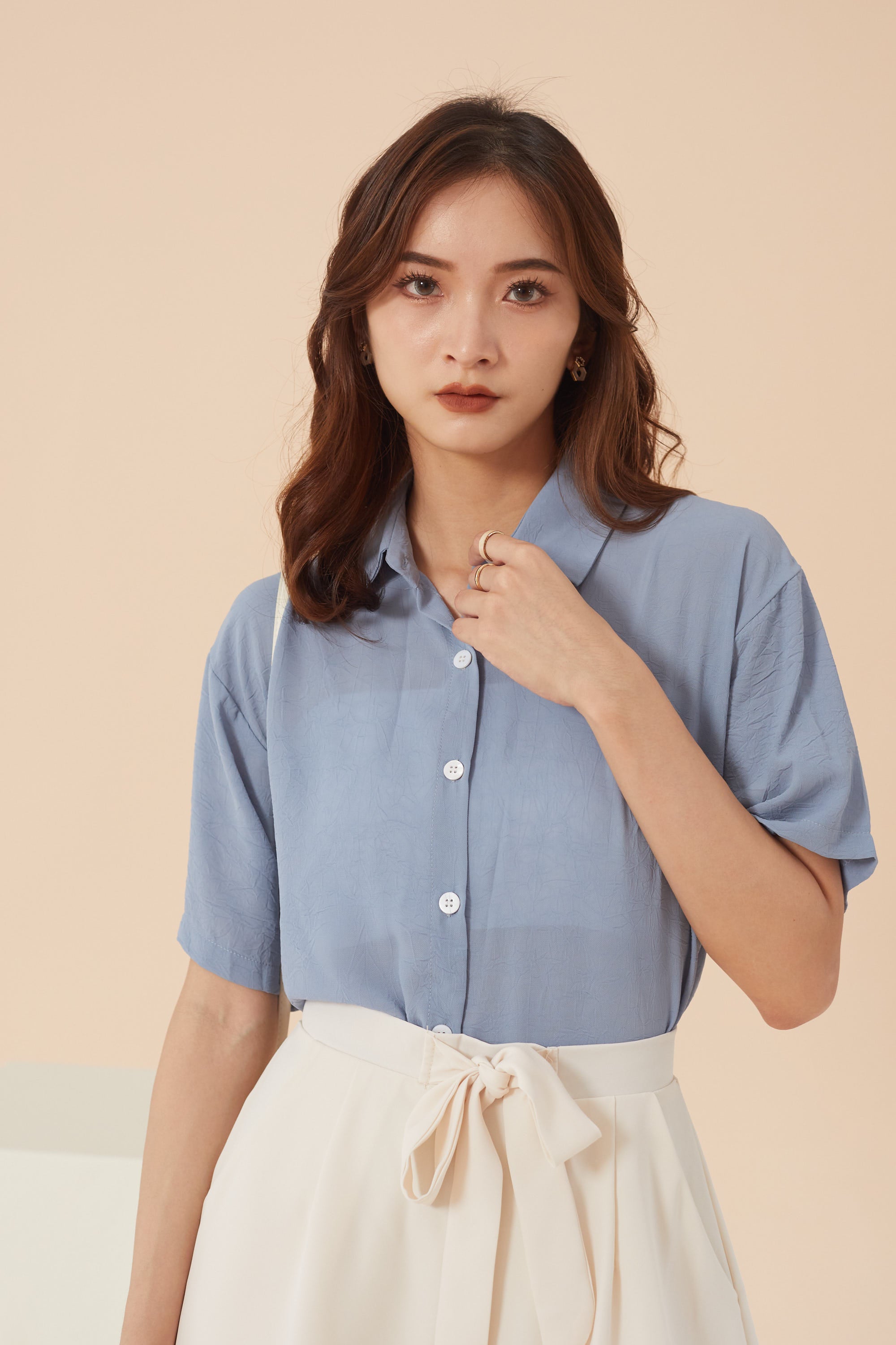 Aline Blouse - Dusty Blue (7576060362903)